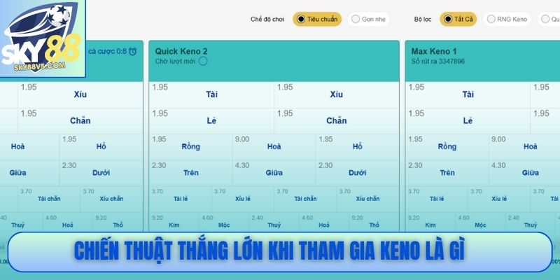 Chiến thuật thắng lớn khi tham gia Keno là gì 