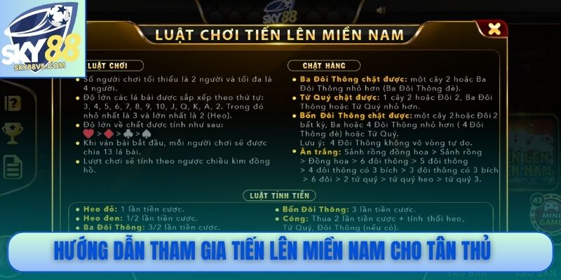 Hướng dẫn tham gia Tiến lên miền Nam cho tân thủ